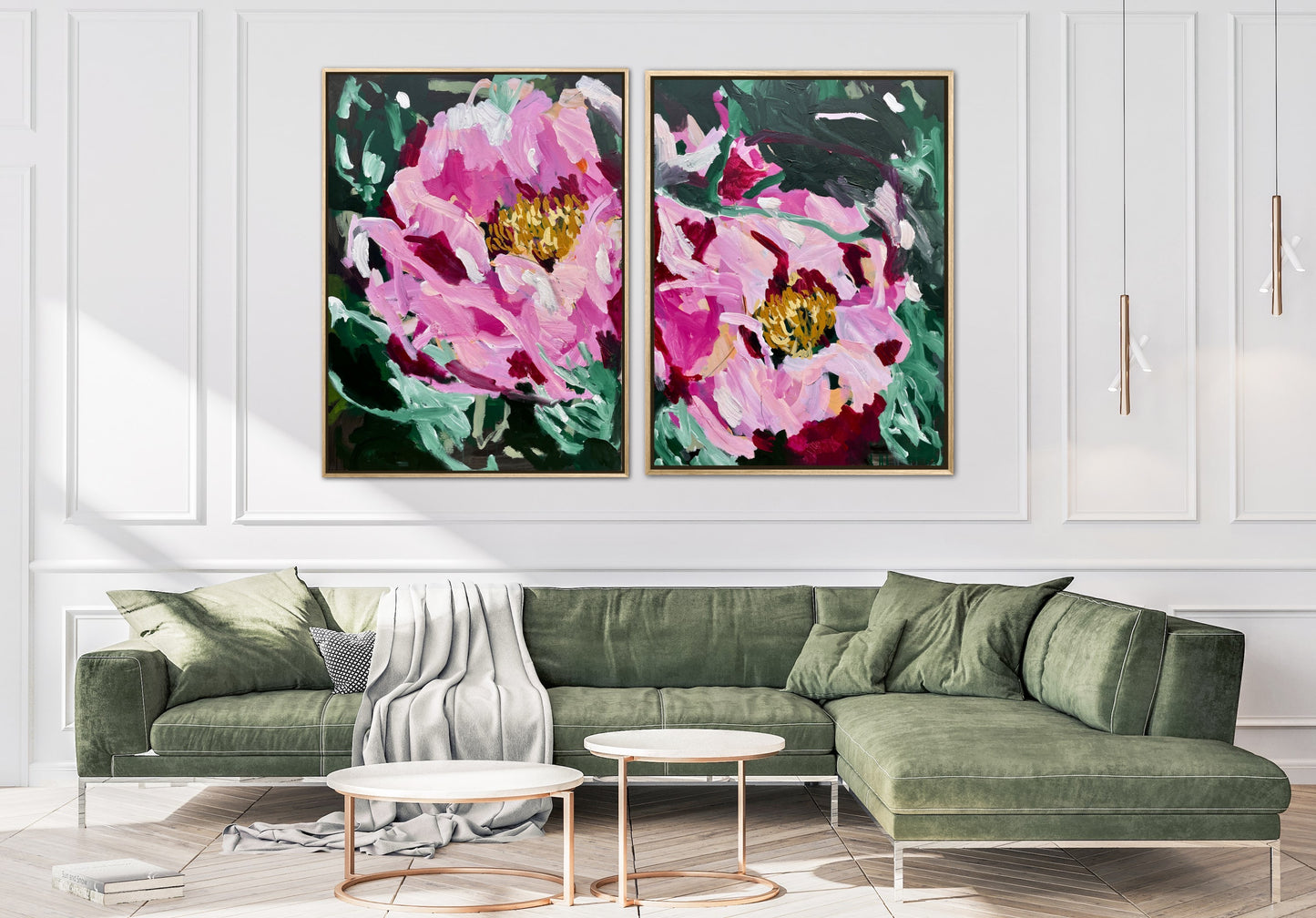 Pink Velvet 153x100cm Framed Diptych