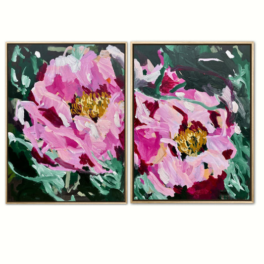 Pink Velvet 153x100cm Framed Diptych